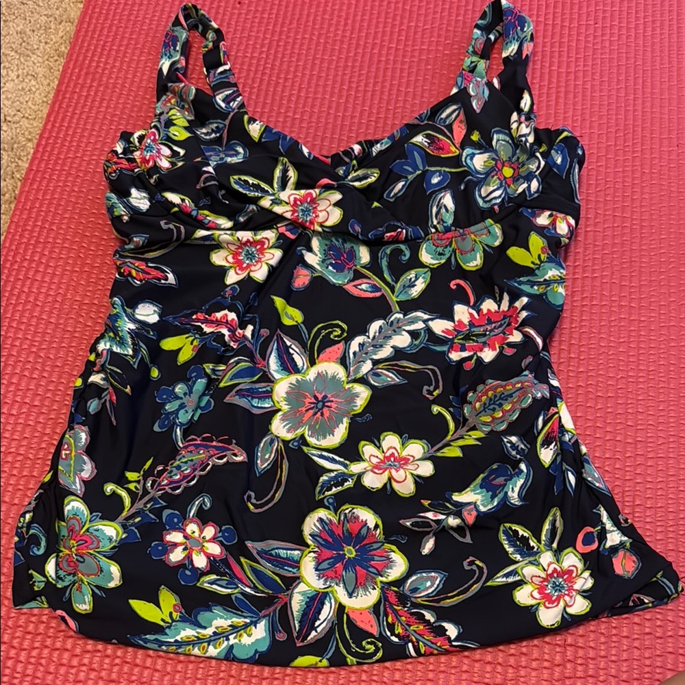 Lilly Pulitzer Black Ruched Camisole Swim Top